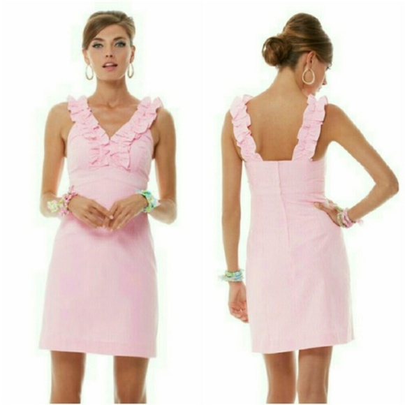 Lilly Pulitzer PHOEBE Ruffle Seersucker Pink Dress - Picture 6 of 6